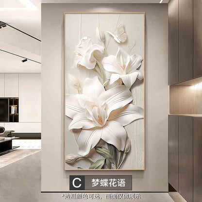 Cream style flower porch decorative painting three-dimensional floating style mural high-end aisle end hanging painting