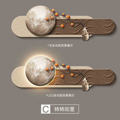 Sofa background wall hanging painting Persimmon Ruyi living room decorative painting advanced sense new Chinese atmosphere wall painting