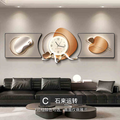 Time to run the living room clock wall hanging decorative painting sofa background wall hanging painting 2025 new light luxury high sense painting