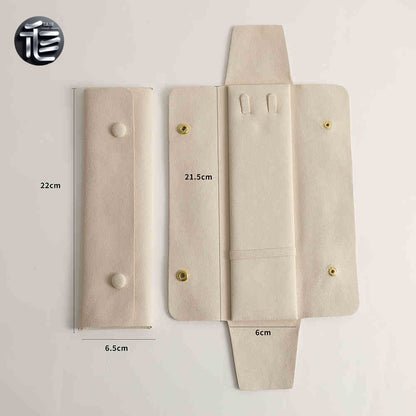 5PCS Soft Suede Jewelry Pouch, Travel Necklace Storage Bag, Gold Snap Closure