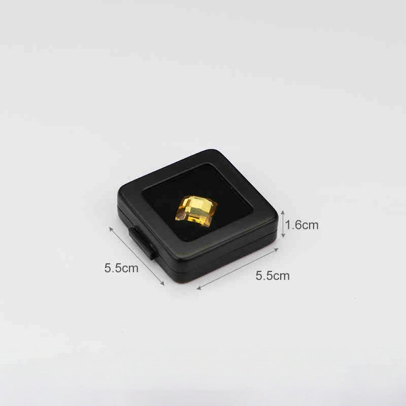 Metal Gemstone Display Box for Loose Stones, Silver-Plated Storage, Self-Locking Snap, Glass Top
