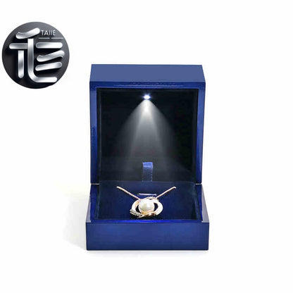 5pcs Navy Blue LED Jewelry Box with Velvet Interior for Ring and Necklace