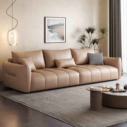 Italian light luxury waterproof cow skin baby velvet fabric art living room corner simple three or four people straight row combination sofa