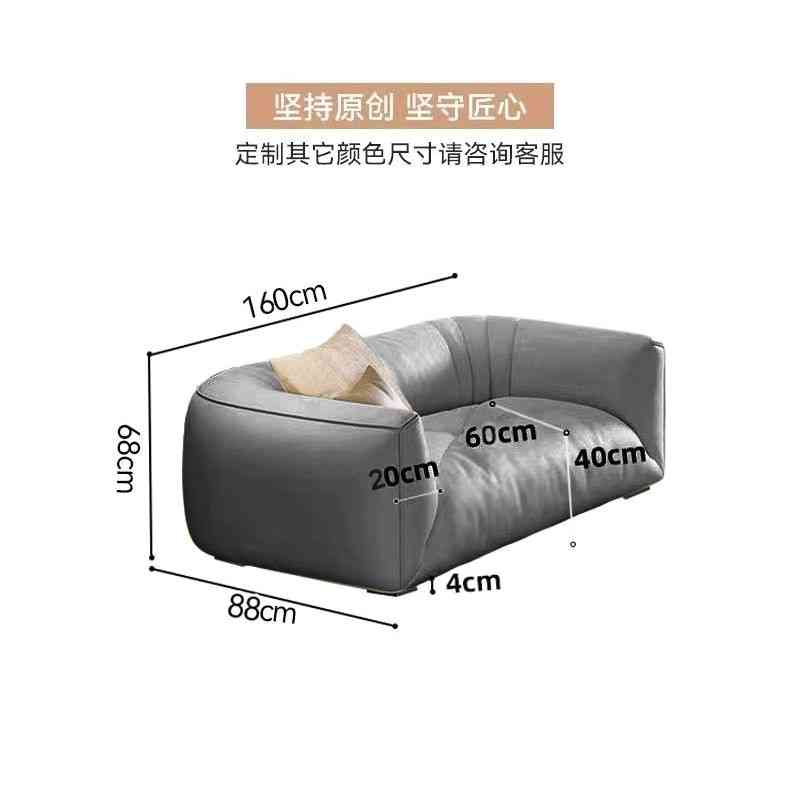 Italian minimalist leather puff sofa home small living room high-end retro