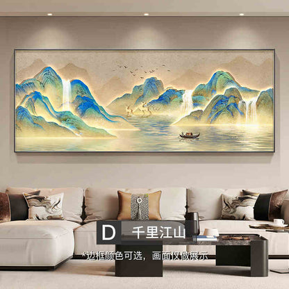 Li Li Jiangshan picture living room decorative painting New Chinese landscape painting atmospheric banner backing mountain picture sofa background wall hanging painting