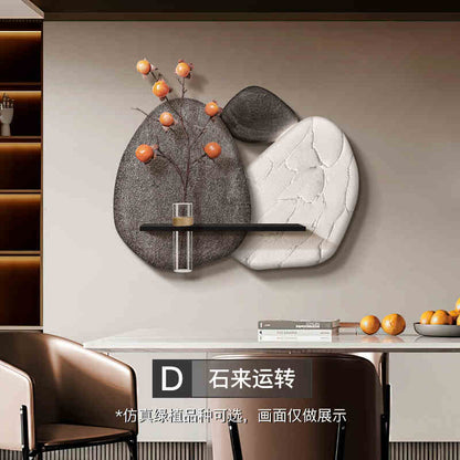 Stone to run the restaurant hanging painting hydroponic green plant dining table background wall decorative painting simple high sense wall painting