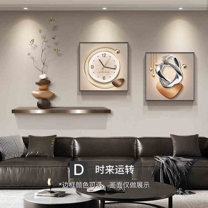Light luxury stone to run the living room decorative painting wall clock 2025 new clock advanced sense sofa background wall hanging painting