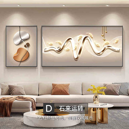 Stone to run the living room decorative painting 2025 new wall painting light luxury high sense nine fish sofa background wall hanging painting