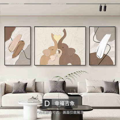 Elephant modern simple living room decorative painting advanced sense sofa background wall hanging painting abstract black and white triptych wall painting