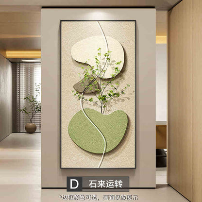 Stone to run modern simple porch decorative painting wabi-Sabi wind green plant corridor corridor hanging painting high sense wall painting