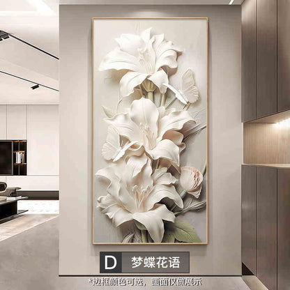 Cream style flower porch decorative painting three-dimensional floating style mural high-end aisle end hanging painting
