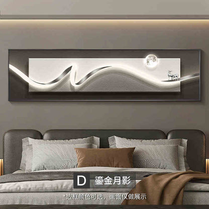 Modern light luxury bedroom painting bedside decoration painting advanced sense simple abstract room master bedroom background wall horizontal plate hanging painting