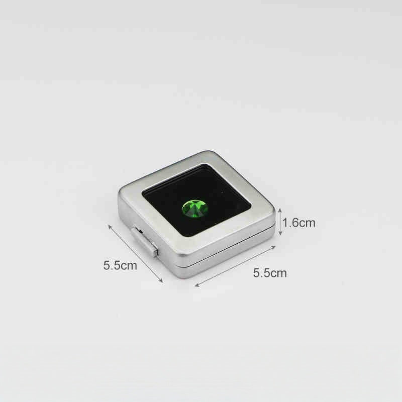 Metal Gemstone Display Box for Loose Stones, Silver-Plated Storage, Self-Locking Snap, Glass Top