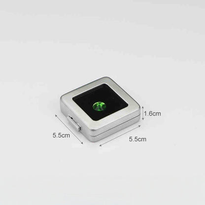Metal Gemstone Display Box for Loose Stones, Silver-Plated Storage, Self-Locking Snap, Glass Top