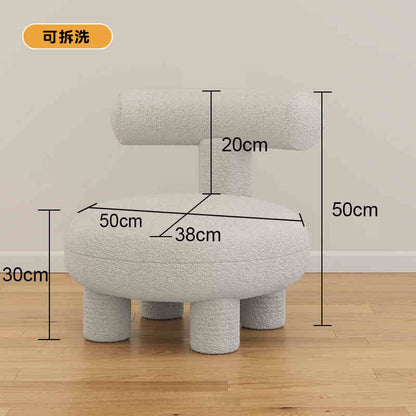 Small stool home modern simple lamb wool living room sofa children's stool light luxury round cream wind-sand hair stool