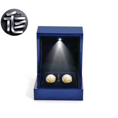 5pcs Navy Blue LED Jewelry Box with Velvet Interior for Ring and Necklace