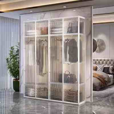 High-end custom aluminum alloy glass wardrobe modern simple cloakroom wardrobe with light luxury jewelry jewelry showcase