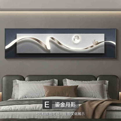 Modern light luxury bedroom painting bedside decoration painting advanced sense simple abstract room master bedroom background wall horizontal plate hanging painting
