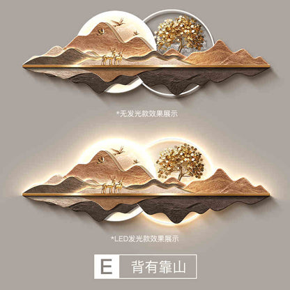 Fortune tree light luxury living room decorative painting new Chinese style back with back-up sofa background wall hanging painting advanced sense landscape painting