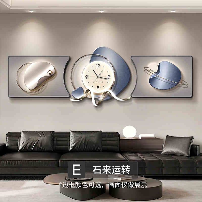 Time to run the living room clock wall hanging decorative painting sofa background wall hanging painting 2025 new light luxury high sense painting