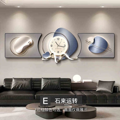 Time to run the living room clock wall hanging decorative painting sofa background wall hanging painting 2025 new light luxury high sense painting