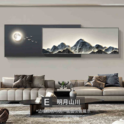 Modern light luxury living room decorative painting backed by mountains superimposed landscape wall painting advanced sense sofa background wall hanging painting