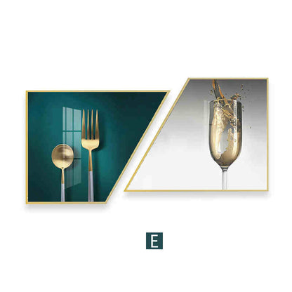 Dining room decoration painting gingko leaf golden dining room hanging painting double auspicious sofa after the living room fashion trend mural