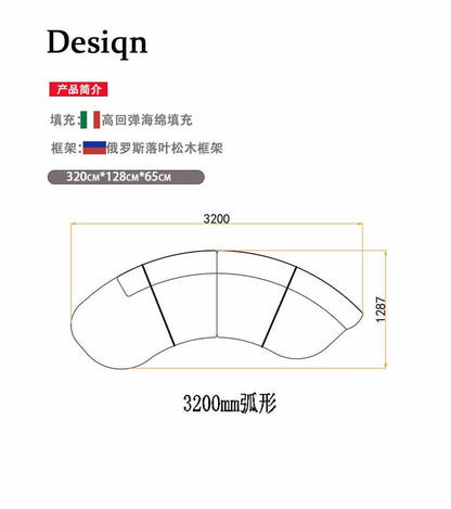 Italian light luxury creative curved corner semi-circle combination leather sofa living room high-grade reception size villa