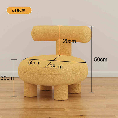 Small stool home modern simple lamb wool living room sofa children's stool light luxury round cream wind-sand hair stool