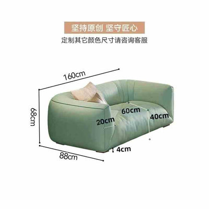 Italian minimalist leather puff sofa home small living room high-end retro