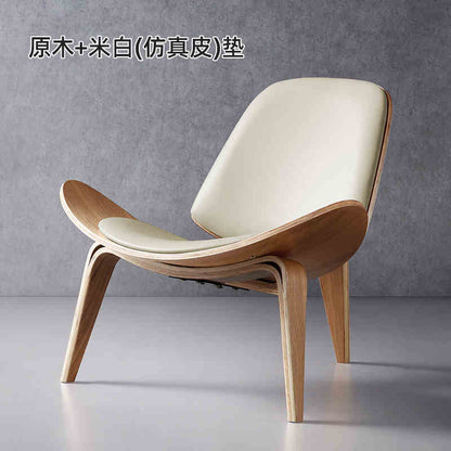 Artistic solid wood casual net celebrity simple sofa chair Designer balcony single leather smile airplane shell chair
