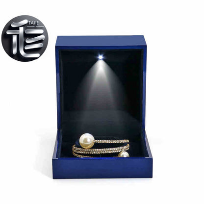 5pcs Navy Blue LED Jewelry Box with Velvet Interior for Ring and Necklace