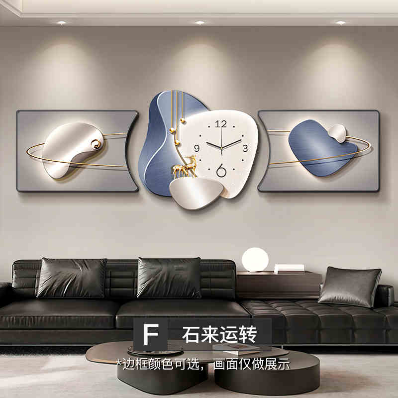 Time to run the living room clock wall hanging decorative painting sofa background wall hanging painting 2025 new light luxury high sense painting