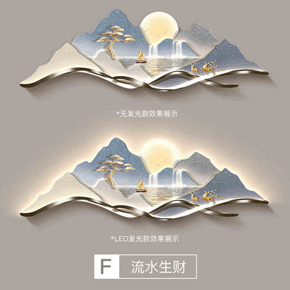 Backed by a mountain sofa background wall hanging painting Cornucopia living room decorative painting landscape painting light luxury high sense of wall painting