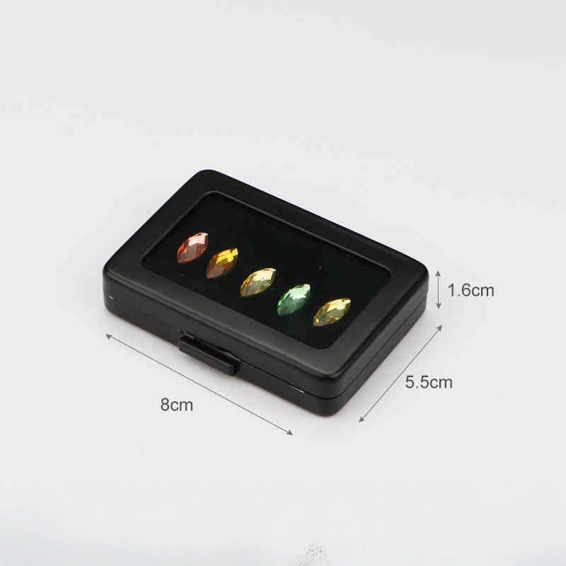 Metal Gemstone Display Box for Loose Stones, Silver-Plated Storage, Self-Locking Snap, Glass Top