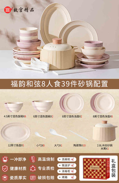 Ceramic dish set Household high appearance level Cream wind housewarming cutlery plate wedding gift