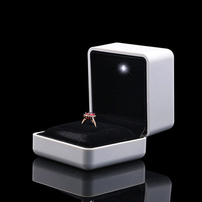 5pcs White LED Jewelry Box with Pink Velvet Interior for Ring and Necklace