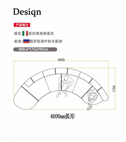 Italian light luxury creative curved corner semi-circle combination leather sofa living room high-grade reception size villa