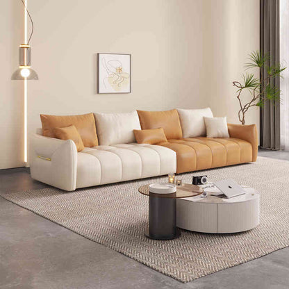 Italian light luxury waterproof cow skin baby velvet fabric art living room corner simple three or four people straight row combination sofa