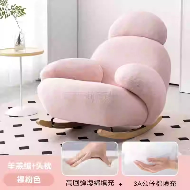 Rocking chair Home balcony lounge chair lounge chair living room sofa chair Internet celebrity single sofa lazy chair big white rocking chair