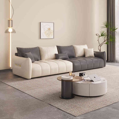 Italian light luxury waterproof cow skin baby velvet fabric art living room corner simple three or four people straight row combination sofa