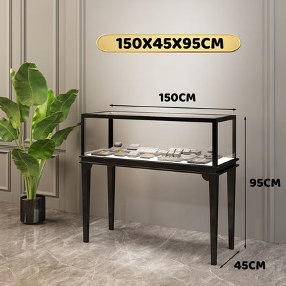 Jewelry display case,Glass jewelry cabinet,Retail jewelry showcase,Countertop jewelry display,Lockable jewelry case,LED jewelry cabinet