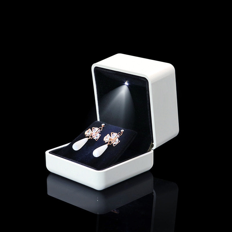 5pcs White LED Jewelry Box with Pink Velvet Interior for Ring and Necklace