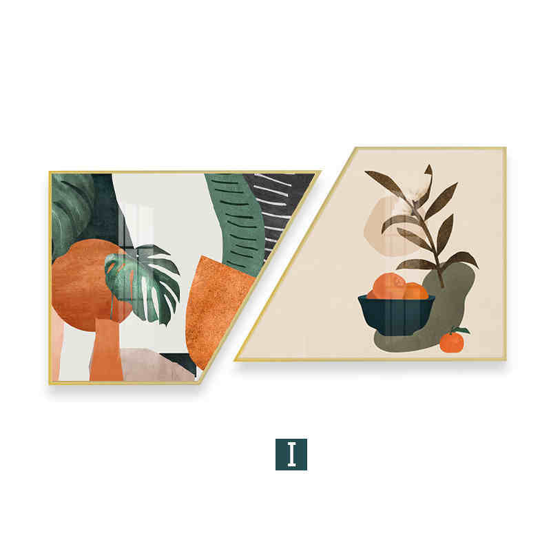Dining room decoration painting gingko leaf golden dining room hanging painting double auspicious sofa after the living room fashion trend mural