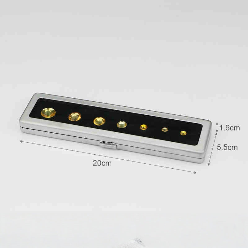 Metal Gemstone Display Box for Loose Stones, Silver-Plated Storage, Self-Locking Snap, Glass Top