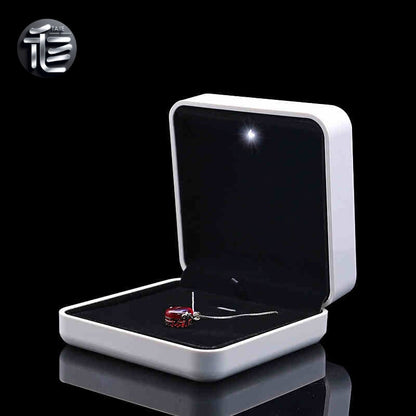 5pcs White LED Jewelry Box with Pink Velvet Interior for Ring and Necklace