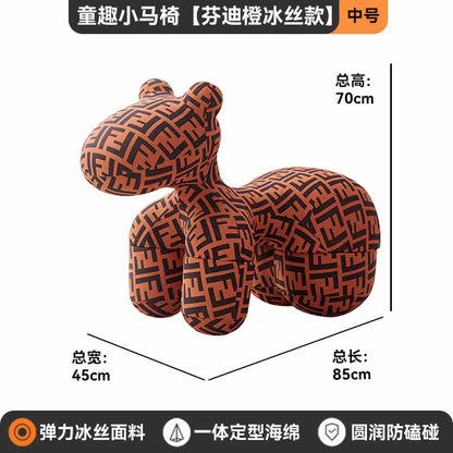 Net red Dior Horse chair light luxury casual lazy sofa cartoon creative animal seat living room ice silk footstool