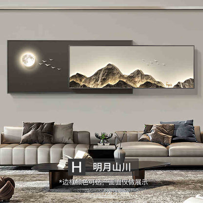 Modern light luxury living room decorative painting backed by mountains superimposed landscape wall painting advanced sense sofa background wall hanging painting