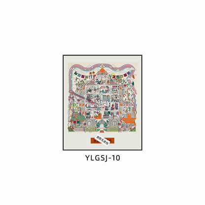 Love code silk scarf hanging painting light luxury high-end living room porch decorative painting European restaurant sofa background wall floor painting