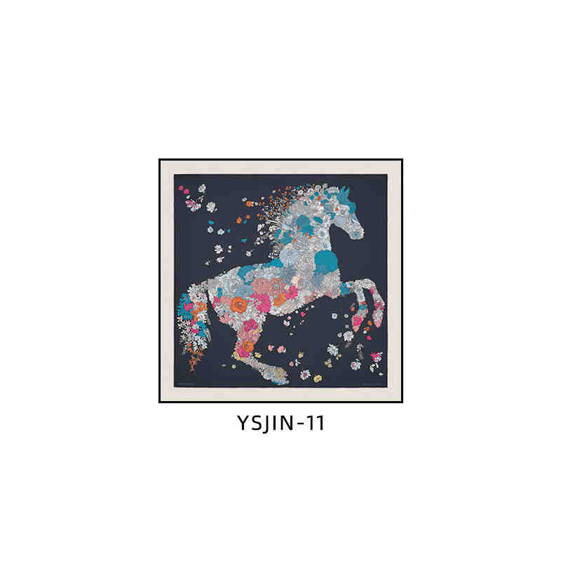 Love horse silk scarf decoration painting Shi high-end light luxury porch square horse hanging painting restaurant living room bedroom room landing
